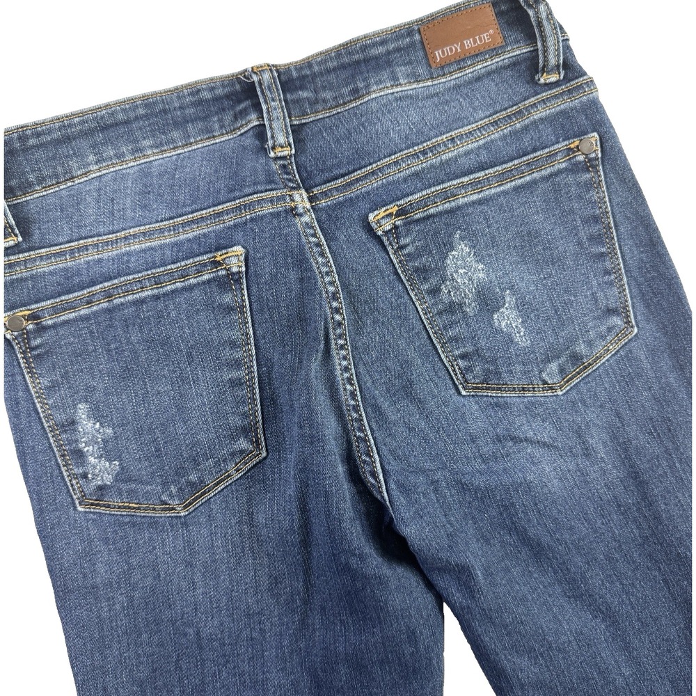 Judy Blue Jeans Relaxed Fit Women's 5/27 Distressed Dark Wash Stretch 27x26